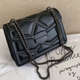 Nýtovací Pu Geometrické Obdélníkové Crossbody Kabelky