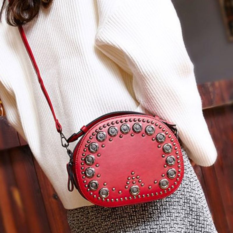 Obyčejné Kruhové Crossbody Tašky Z Abs Plastu Rivet