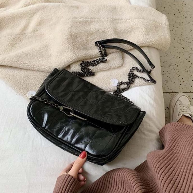 Pu Kostkované Nitě Obdélníkové Crossbody Kabelky