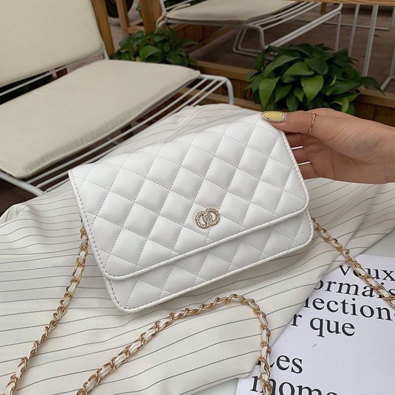 Pu Vlákno Kostkované Obdélníkové Crossbody Kabelky