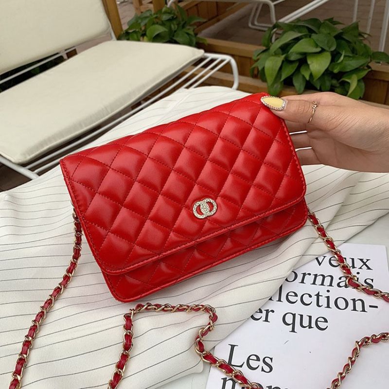 Pu Vlákno Kostkované Obdélníkové Crossbody Kabelky