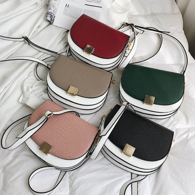 Závit Pu Sedlo Dvoubarevná Crossbody Kabelka