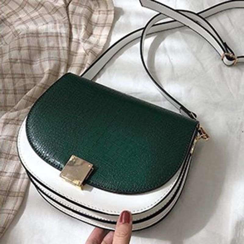 Závit Pu Sedlo Dvoubarevná Crossbody Kabelka