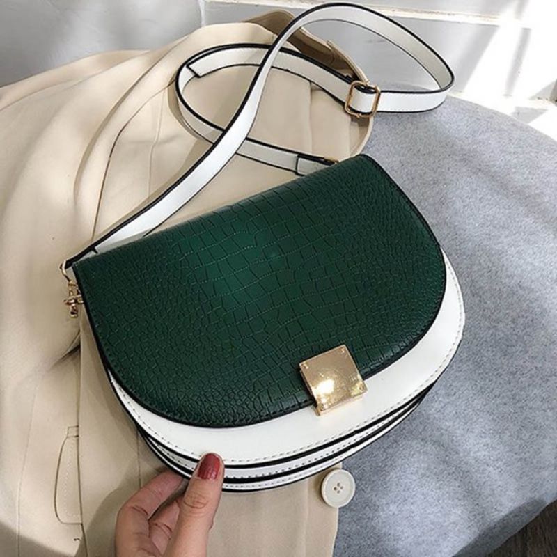 Závit Pu Sedlo Dvoubarevná Crossbody Kabelka