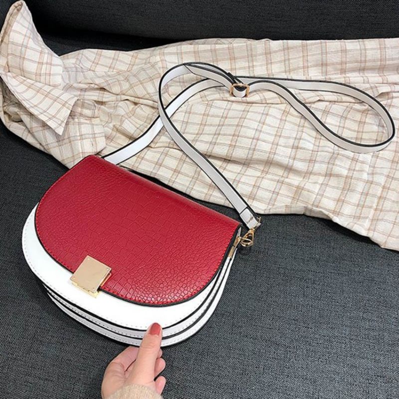 Závit Pu Sedlo Dvoubarevná Crossbody Kabelka