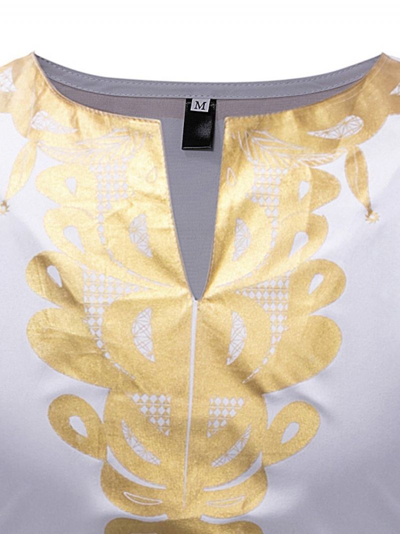 Africká Módní Pánská Trička S Potiskem Dashiki S Výstřihem Do V