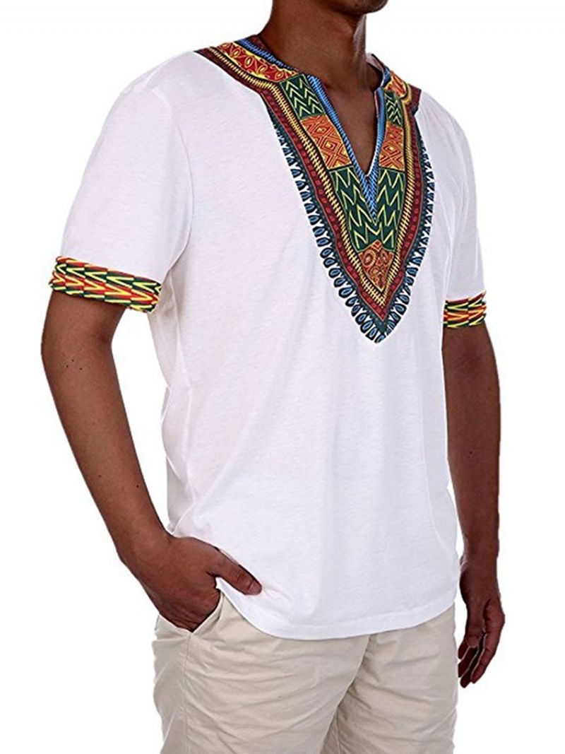 Africké Módní Pánské Tričko Dashiki S Výstřihem Do V A Krátkým Rukávem