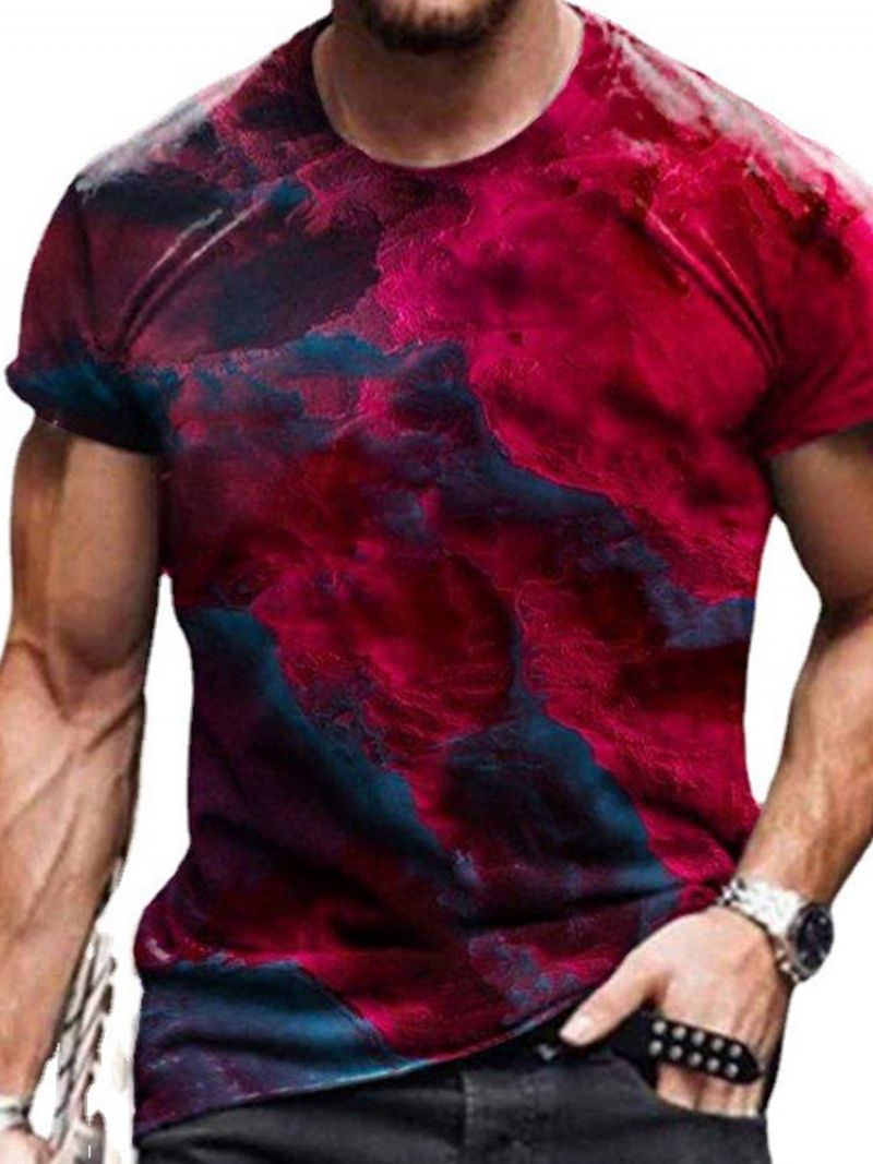 Pánské Tričko Color Block S Kulatým Výstřihem A Krátkým Rukávem