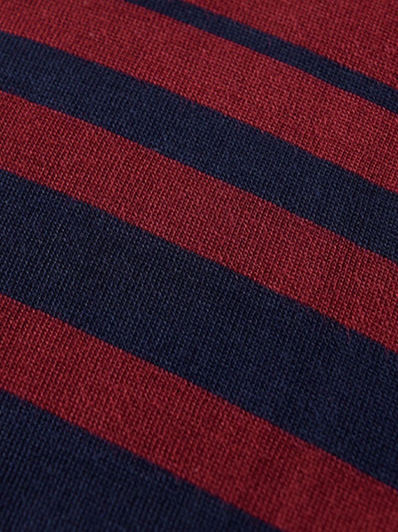 Patchworkové Tričko Polo Neck Stripe Pullover S Dlouhým Rukávem
