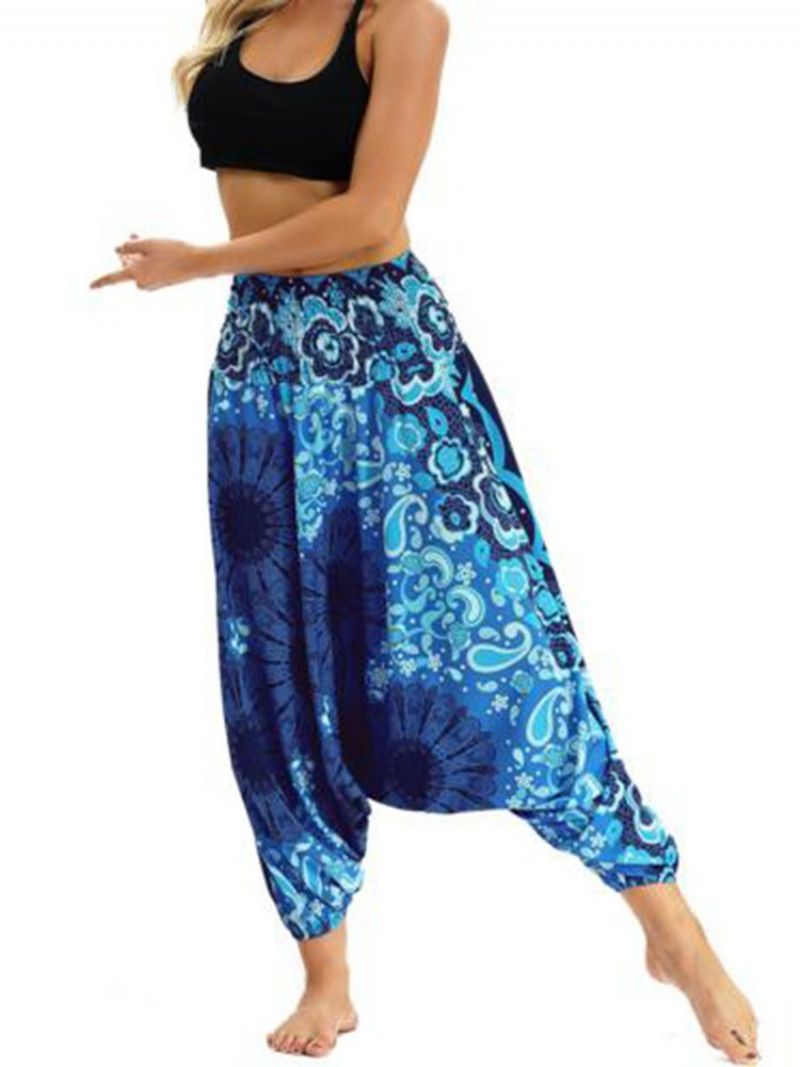 Bohemian Geometry Print Yoga Harem Kalhoty