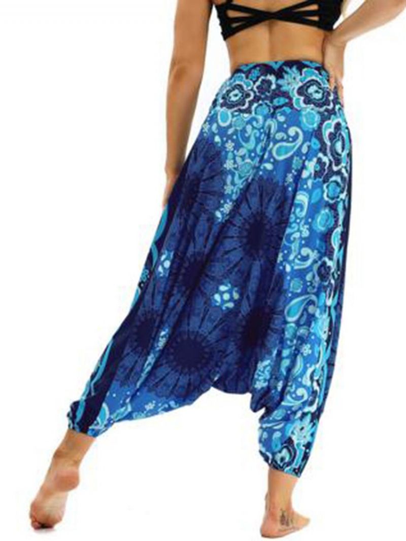 Bohemian Geometry Print Yoga Harem Kalhoty