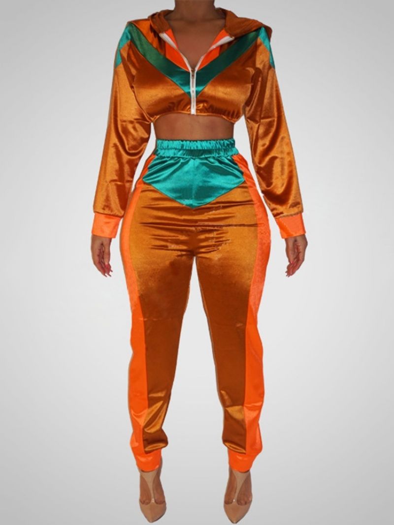 Patchwork Color Block Polyester Běžecké Oblečení S Dlouhým Rukávem